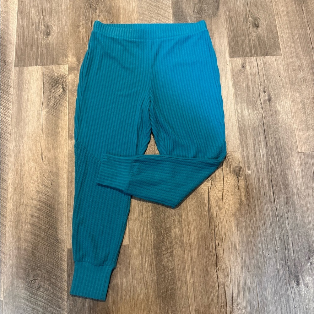 Teal Ribbed Sleep Bottoms
